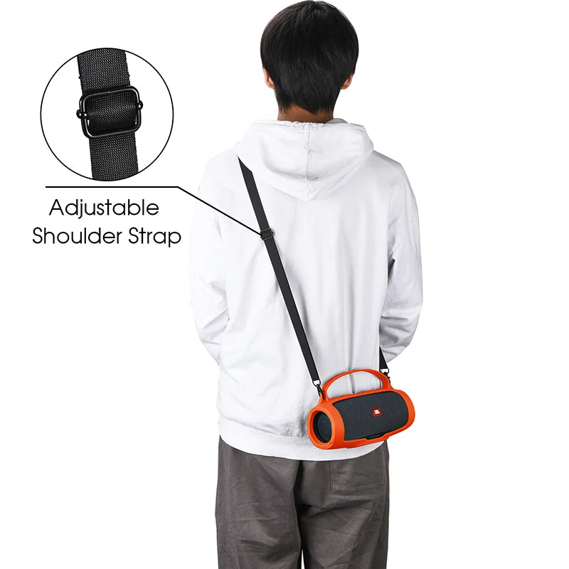 Bluetooth Speaker Case Soft Silicone Cover Skin With Strap Carabiner for JBL Charge Essential 2 Wireless Bluetooth Speaker Bag