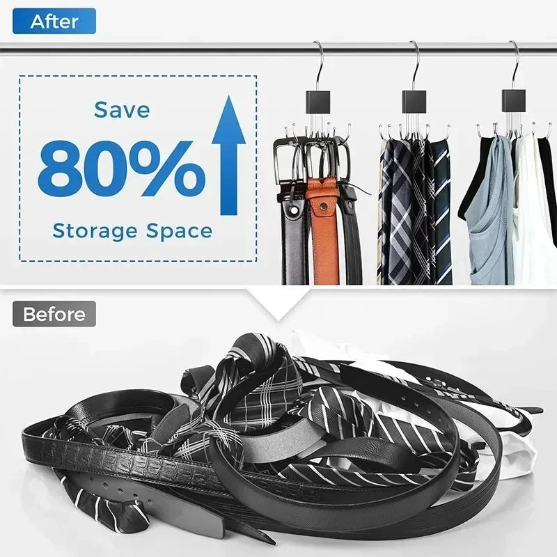 360° Rotating Belt Hanger Hook Durable Metal Belts Rack Organizer for Belts Scarves Bras Ties Home Dorm Storage Hangers