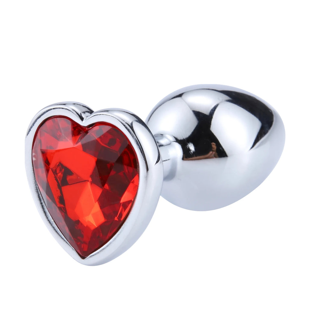 Luxury Heart Gem Metal Anal Plug Training Set Stainless Steel Butt Plug Kit for Beginners Men Women Couples Erotic Bedroom Game
