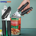 Multifunctional Stainless Steel Can Opener with Grip Side Cut Professional Kitchen Gadget for Tins And Bottles