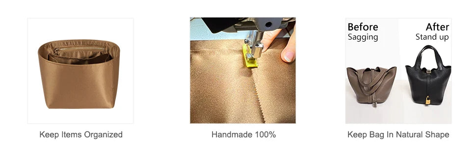 Picotin 18 Organizer Insert, Luxury Purse Organizer Insert, Silky Smooth, Fits Picotin 18/22 Bags