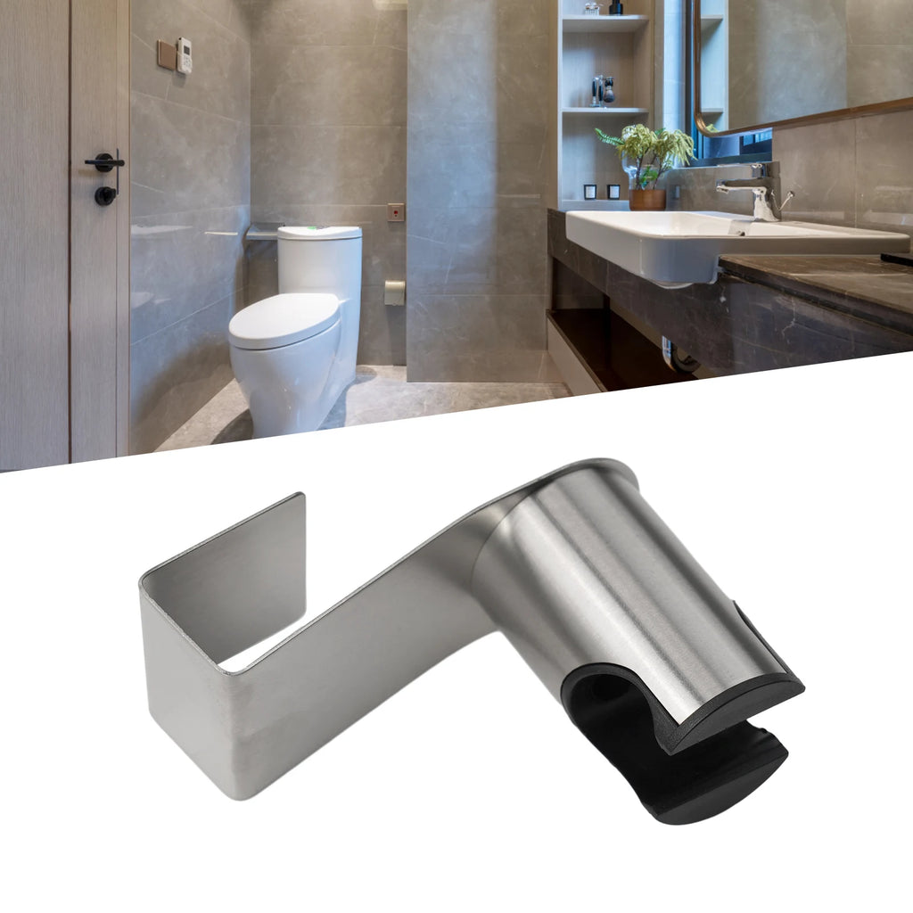 Bidet Sprayer Holder for Toilet Bathroom in Brushed Nickel Stainless Steel with Dual Mount Capability for Wand Use