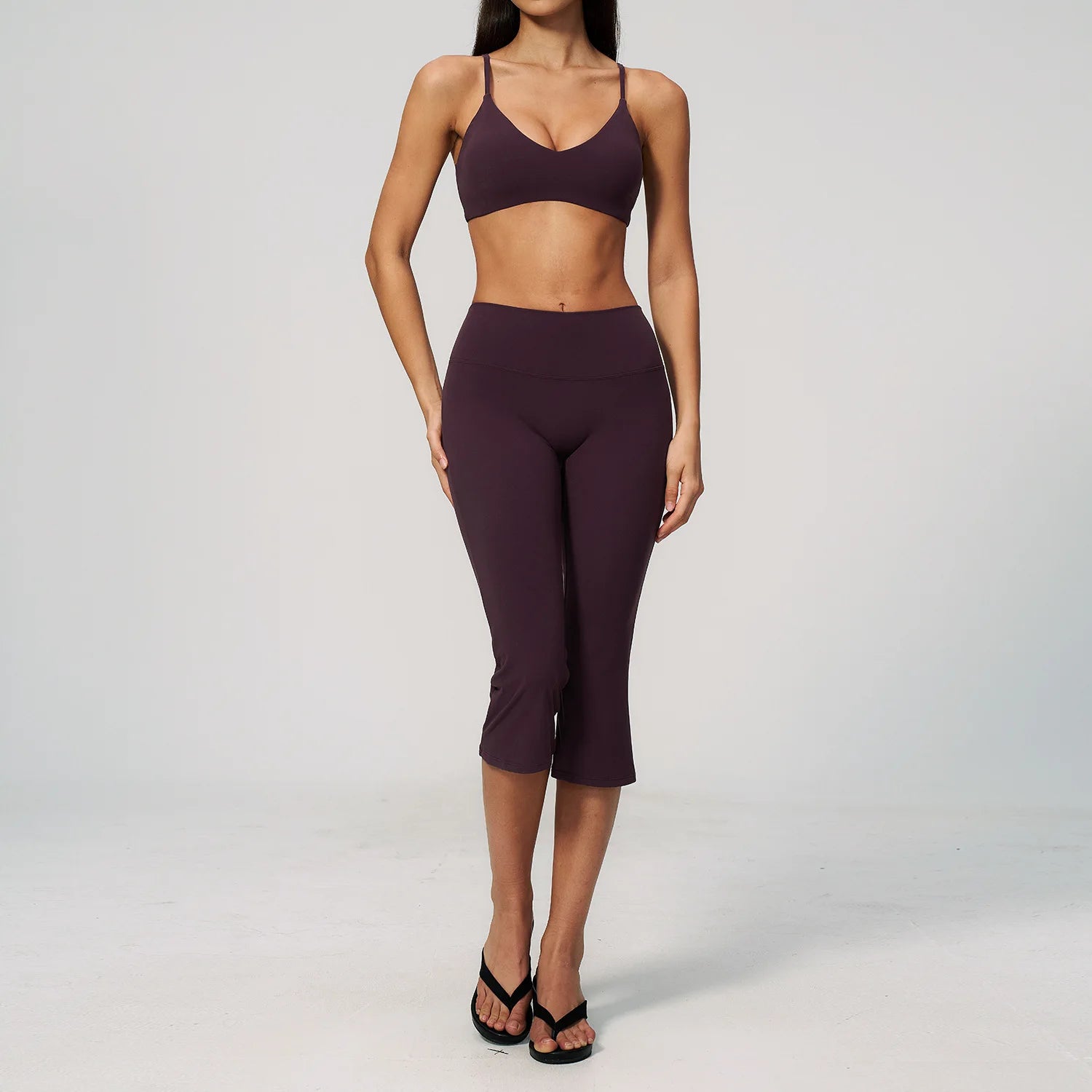 2PCS Yoga Suit Women's Tracksuits Gym Clothes Running Workout Outfits Sports Bra Middle Pants Athletic Wear Female Yoga Clothing