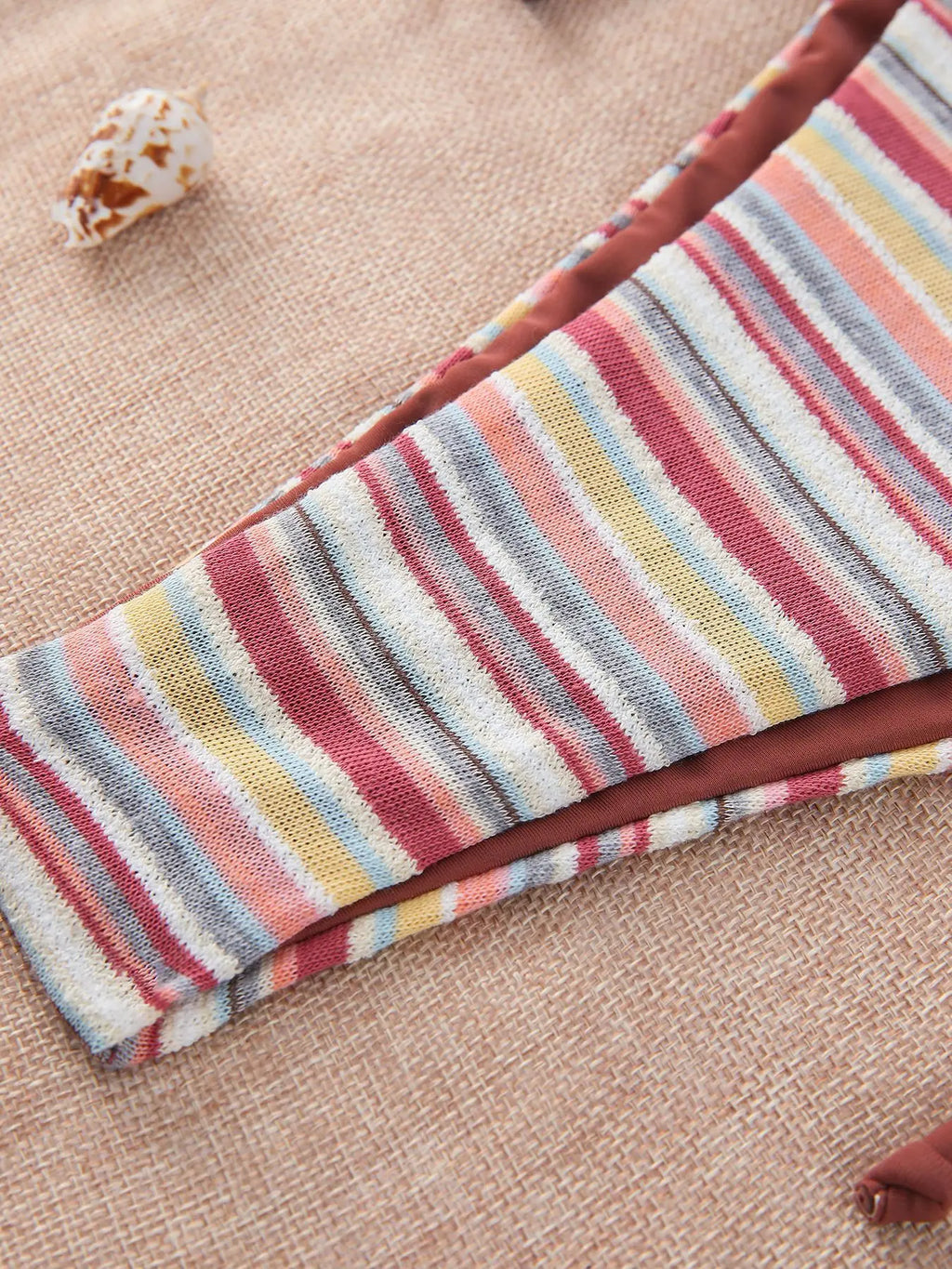 Women Retro Stripe 3 Piece Bikini Set Halter Tie Triangle Top Side Tie Swimsuits Mini Wrap Skirt Cover Up Beach Bathing Suit