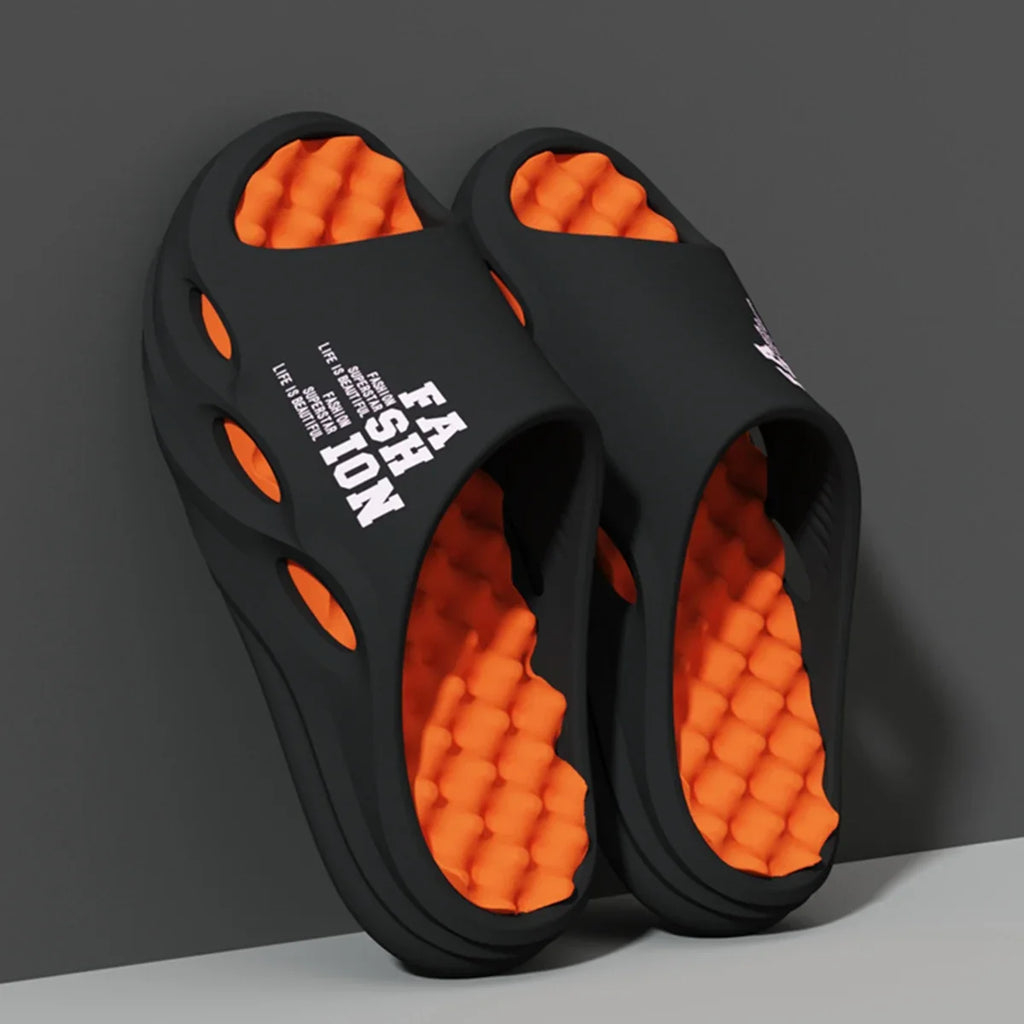 Men Fashion Massage Slippers Indoor/Outdoor Sandals Beach Flip Flop Thick Sole Male Slides Summer Non-Slip Men Shower Slippers
