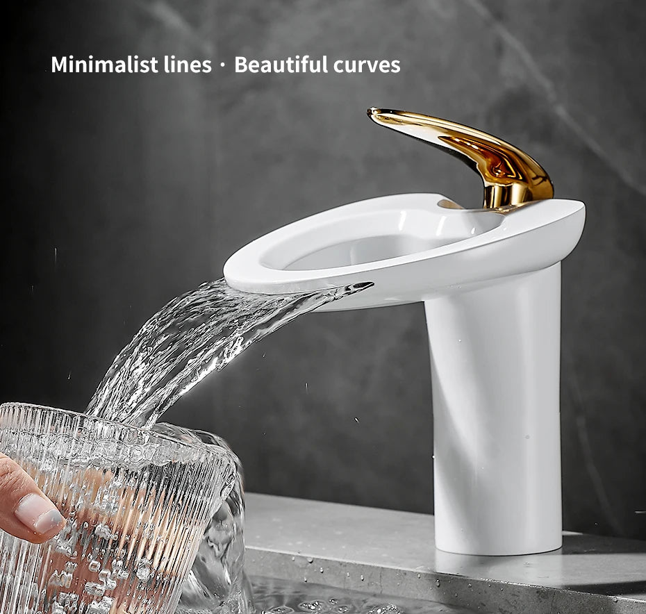 Black Basin Faucets Waterfall Bathroom Faucet Single handle Basin Mixer Tap Bath Faucet Brass Sink Water Crane Silver 855964