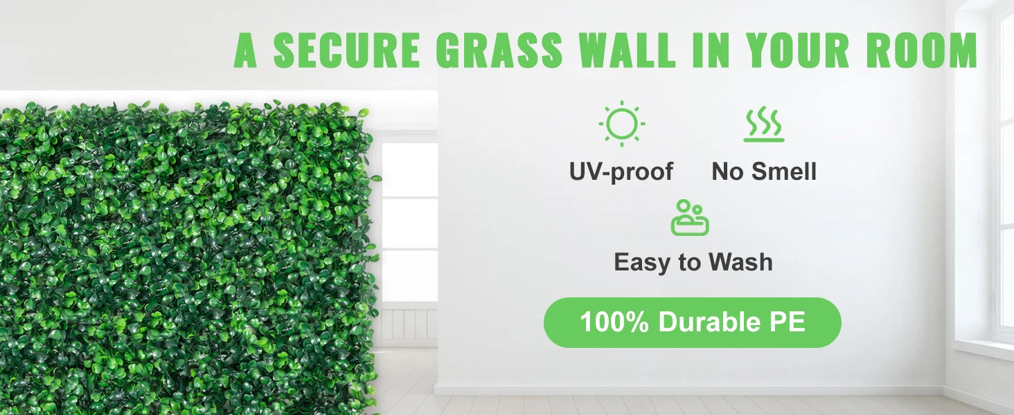 SucceBuy 12PCS 10x10 in Artificial Boxwood Panels Boxwood Hedge Wall Mat Artificial Grass Backdrop Privacy Screen UV Protected