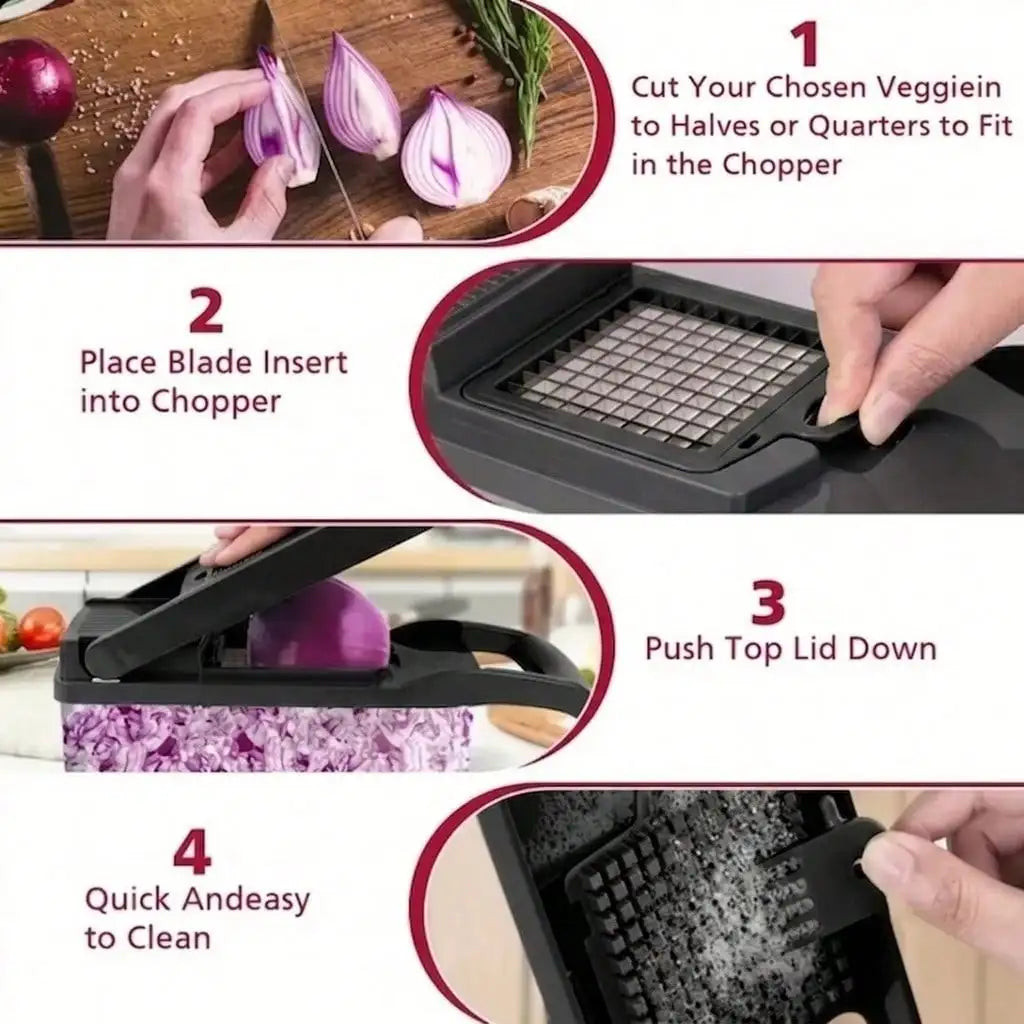 [Black Vegetable Slicer] 16-In-1 Multi-Functional Vegetable Chopper, Professional Onion Dicer, Kitchen Food Slicer And Dicer With 8 Replaceable Blades & Storage Container, Ideal Gift For Kitchen Lovers