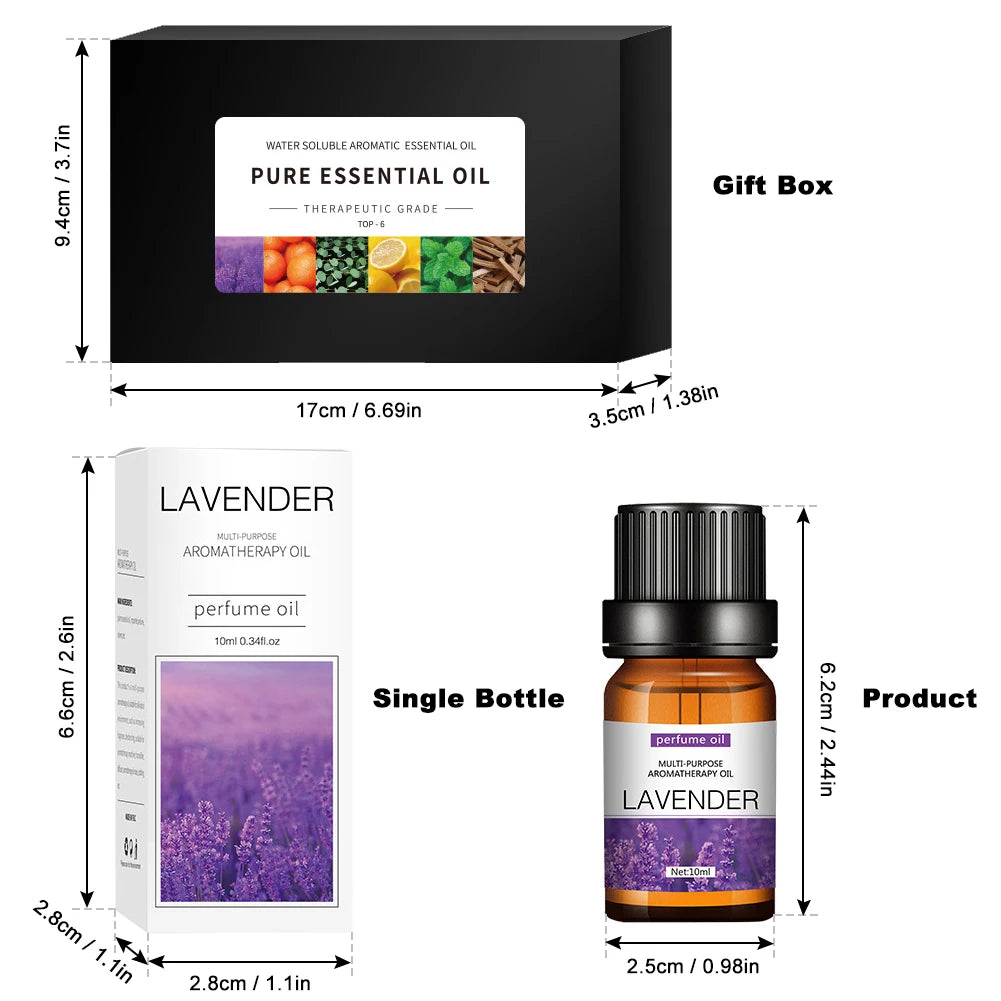 Water Soluble Essential Oil Set Aromatherapy TOP 6 Organic Blends for Diffuser Humidifier Perfume Oil Lavender Oranges