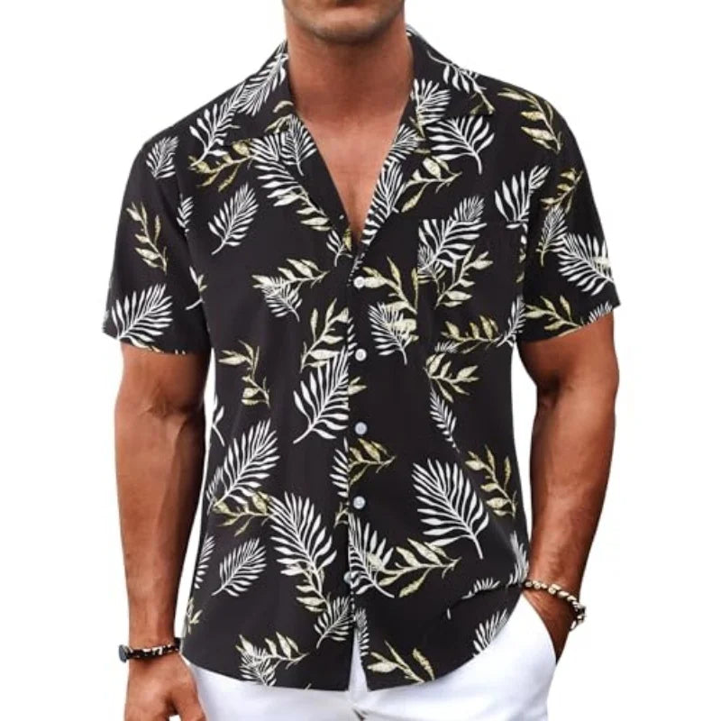 Men's Hawaiian Shirt Short Sleeved Button Casual Shirt Summer Print Tropical Floral Beach Shirt