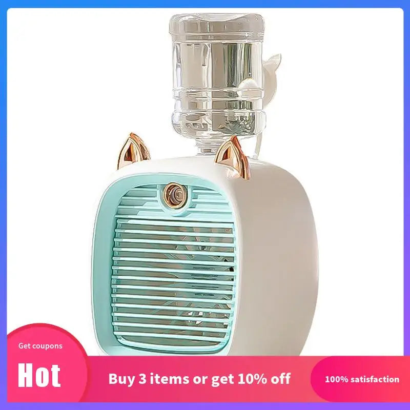 1200Mah Mini Air Conditioner Portable Desktop Fan Humidifier Purifier 3 Speed 2 Mode Spray USB Table Fan Car Home