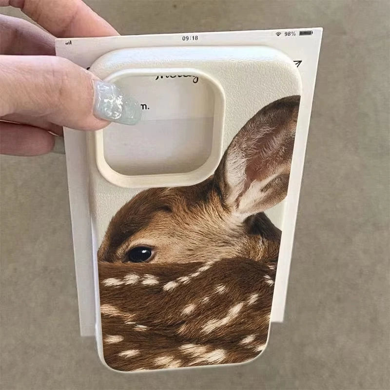 Close-Up Sika Deer Illustration Pattern TPU Case for iPhone 17 Pro Max 16 15 14 13 12 11 Plus Stylish TPU Soft Cover Funda Coque