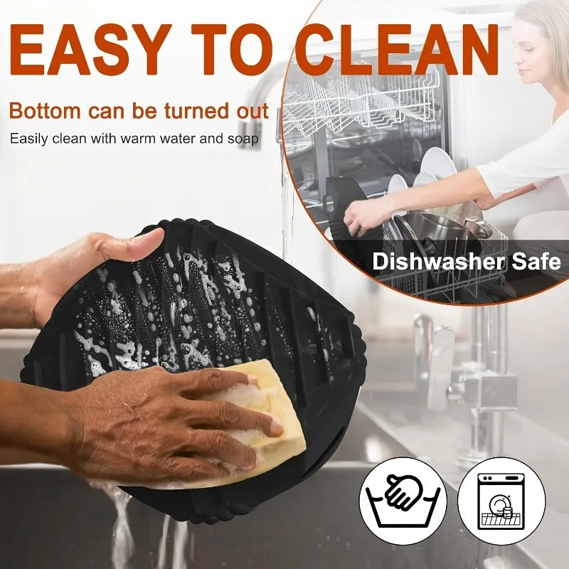 Non-Stick Air Fryer Silicone Liner Tray Reusable Baking Mat for Most Air Fryers Ovens Microwaves Baking Airfryer Accessories