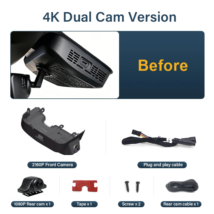 New! 4K UHD Plug and Play Car DVR Dash Cam Camera For Omoda 7 Omoda7 2025 2026 2027 Wifi Dashcam Customized Video Recorder