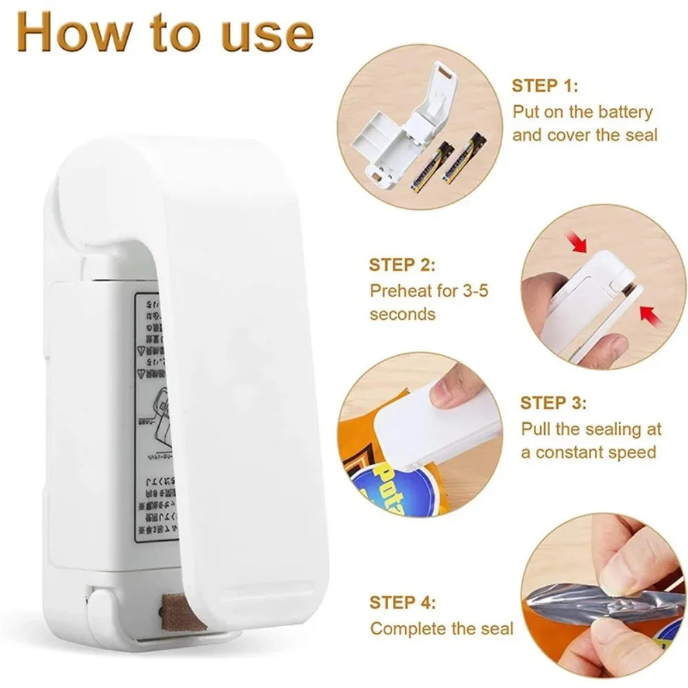 Travel Friendly Portable Small Sealing Machines Storage Plastic For Food Snack Vegetables Sealing Machines Kitchen Accessories