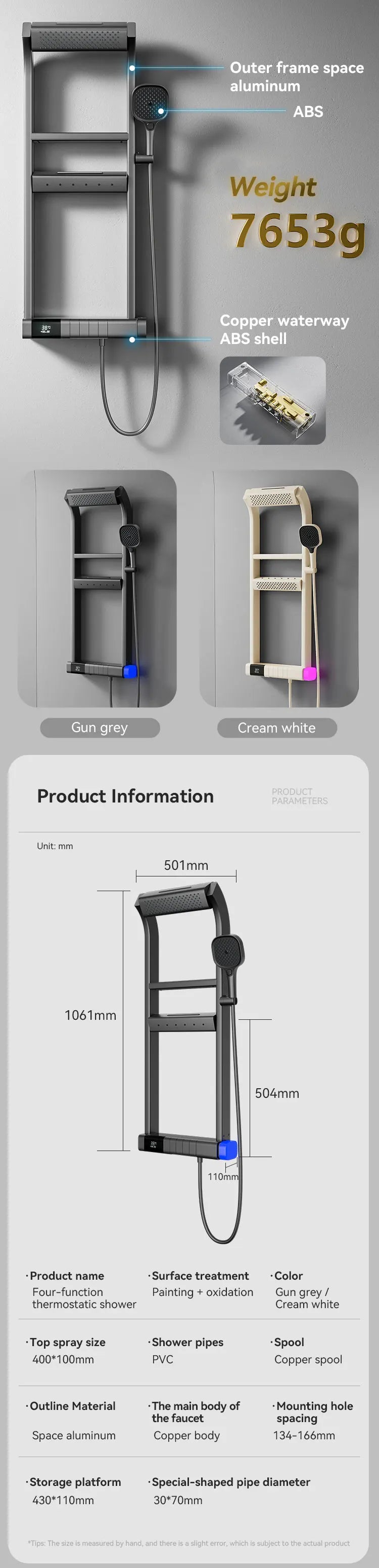 Modern Smart Piano Keys Thermostatic Shower System Premium Brass Digital LED Display Spa Shower Panel For OEM/ODM