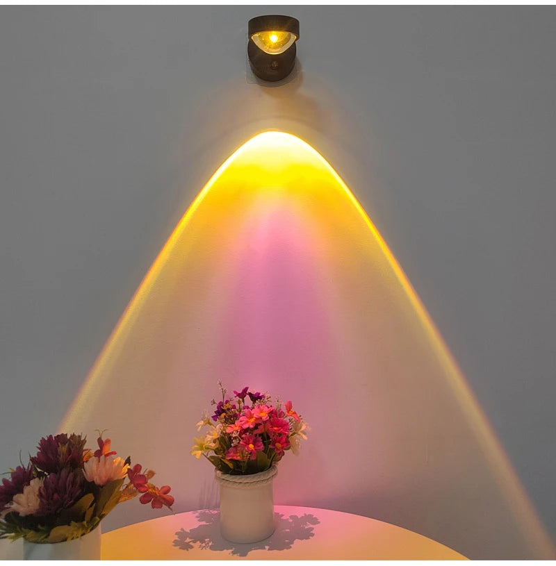 Wireless Sunset Lamp Night Light Projector Deoration Home Wall Lamp Kitchen Display Cabinet Cupboard Bedroom RV Reading Lamps