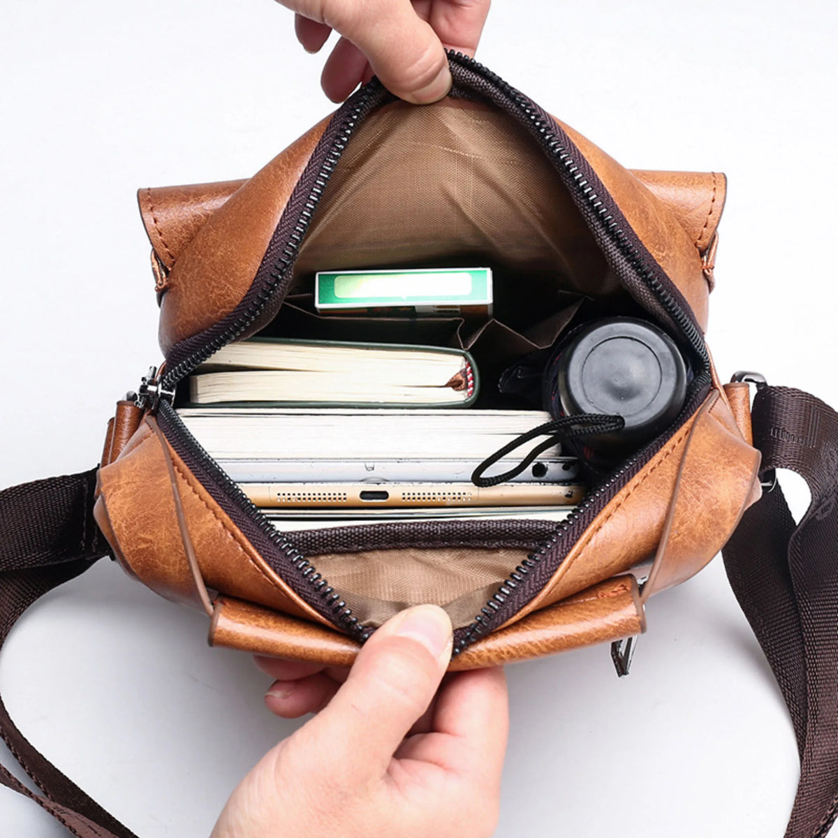 Men's Shoulder Bag, Business Commuting Men's Bag, Crossbody Bag, Soft Leather Hanging Bag, Large Capacity Small Backpack