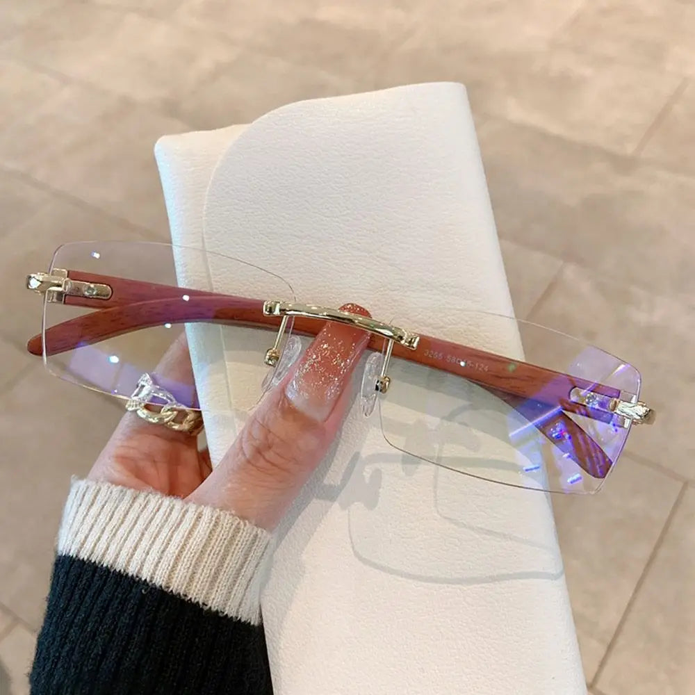 Unisex Luxury Rimless Square Sunglasses - Brand Designer Leopard Head Metal Shade Eyewear Travel Driving