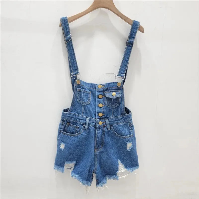 Denim Jumpsuits Short Overalls for Women Fashion Rompers Bodysuit Large Cotton Playsuits Roupas Female 2023 Pink Short Romper