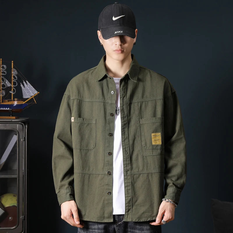 Oversized Men's Long Sleeve 100% Cotton Shirts Male Tops Big Size Fashion Casual Jacket Loose Fit Spring Outwear Plus Large 7XL