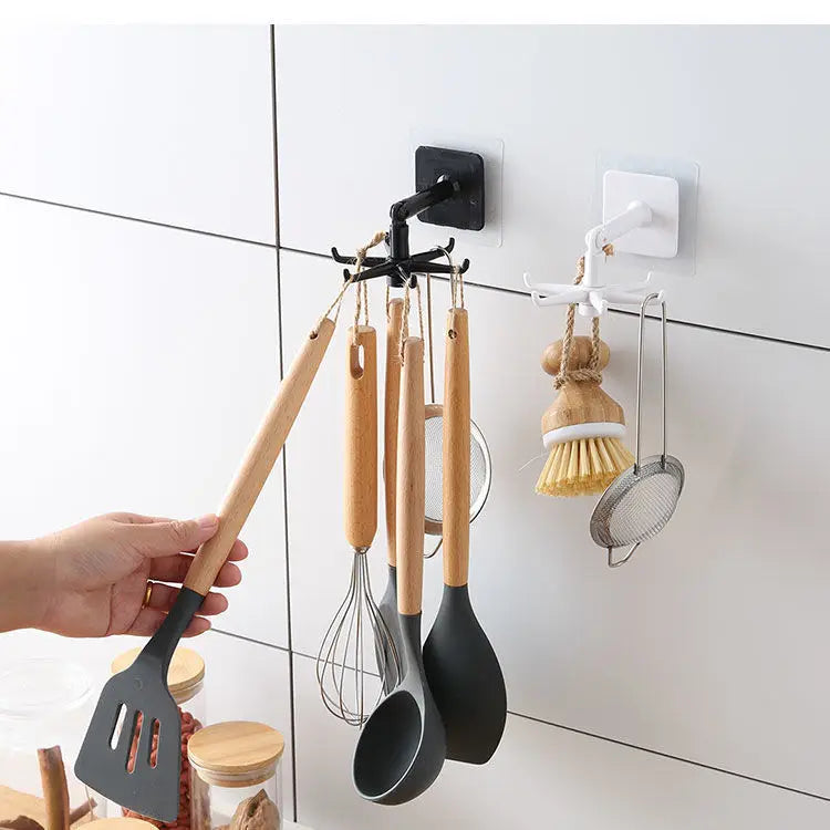 Kitchen Organizer Swivel Hooks Creative Hooks  Hole-free Multifunctional Explosion  Rotatable Dual-Use