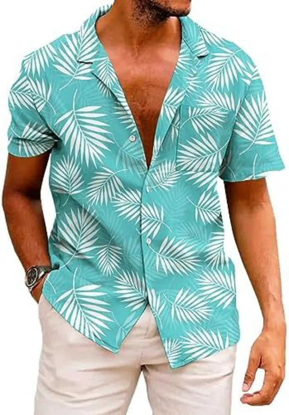 Summer Trendy Hawaiian Men's Palm Beach Shirt Tropical Vacation Clothing