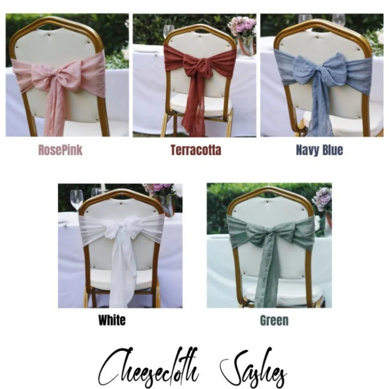 10-100Pcs Terracotta Chair Sashes for Wedding Chair Covers Cheesecloth Chair Bow Sashes Chair Ribbons for Party Ceremony 7x98In