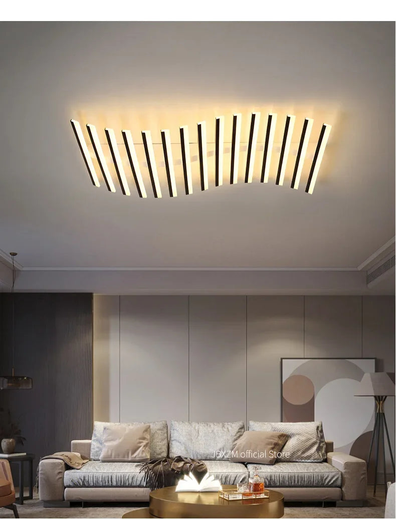 Modern LED Suitable for Living Room Pendant Lights With Remote Control Indoor Bedroom Office Lighting Long Strip Ceiling Lights