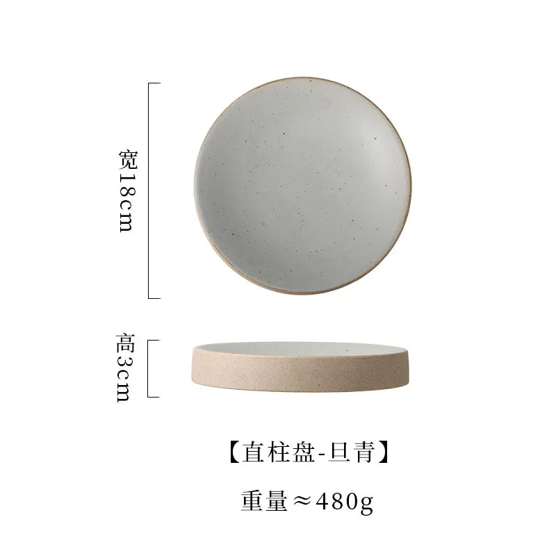 Premium Western Cuisine Plate Retro Round Plate Commercial Ceramic Tableware Cylinder  Simple Cake Dim Sum