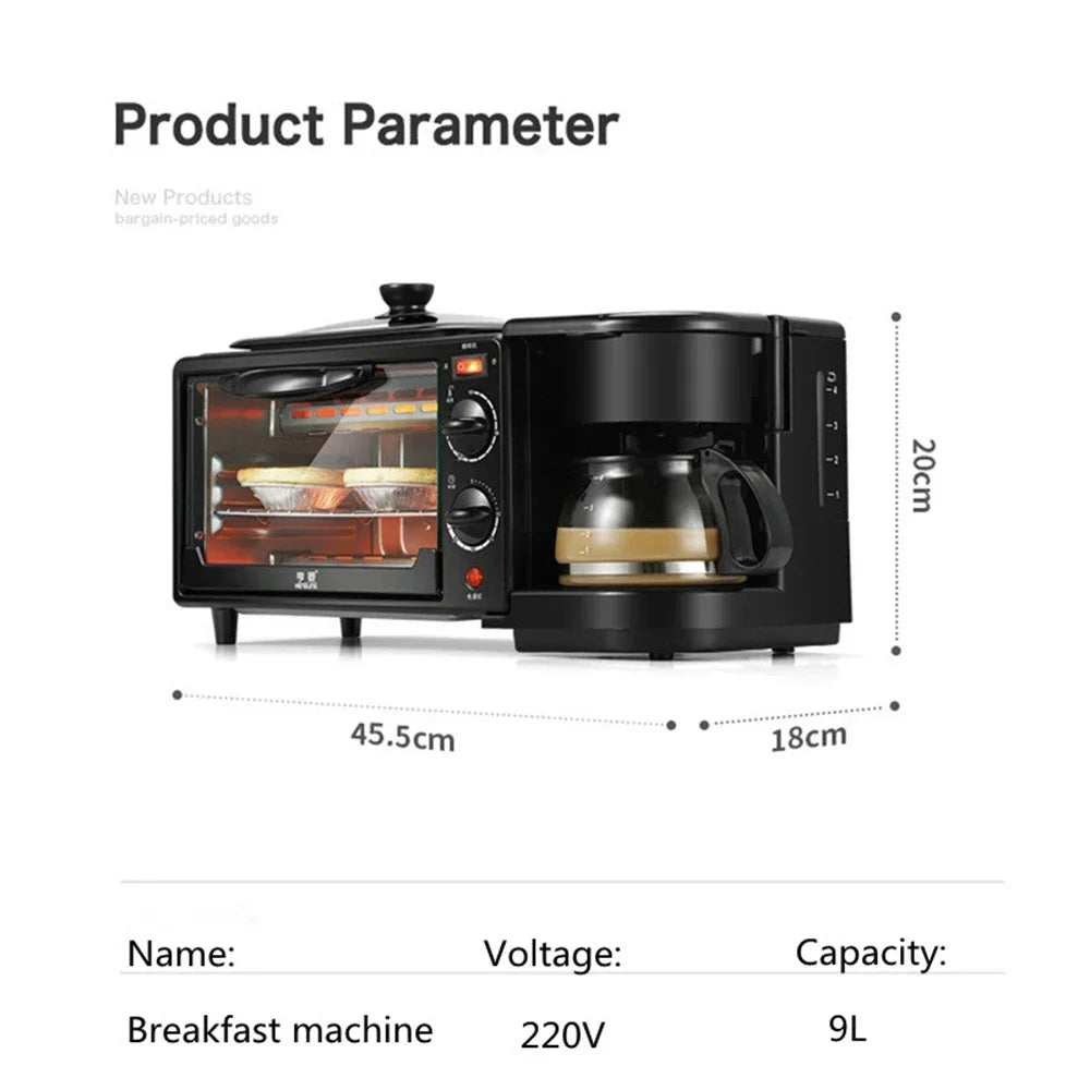 3 in 1 Breakfast Machine. Toaster. Coffee Machine. Oven. Kitchen Oven. Kitchen Appliances.