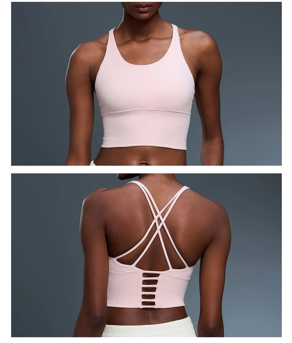 New Style Sports Bra: Shock-Absorbing, Sexy Open-Back, Thin-Strap Tank Top for Women's Yoga