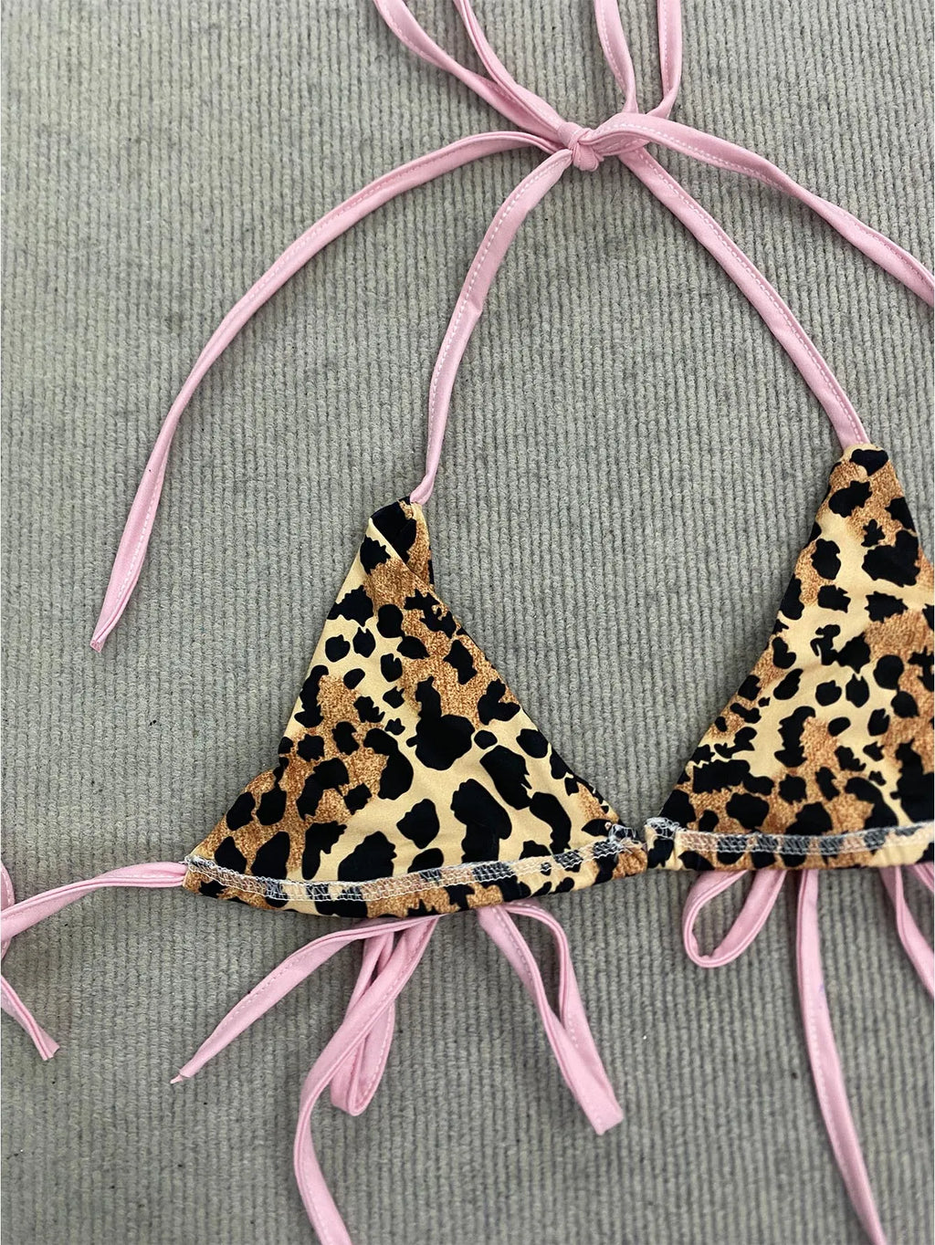 American Retro Sweet Spicy Leopard Print Patchwork Sexy Bikini Set Fashion Lace Up Hip Hugging Shorts Beach Women Two-piece Sets