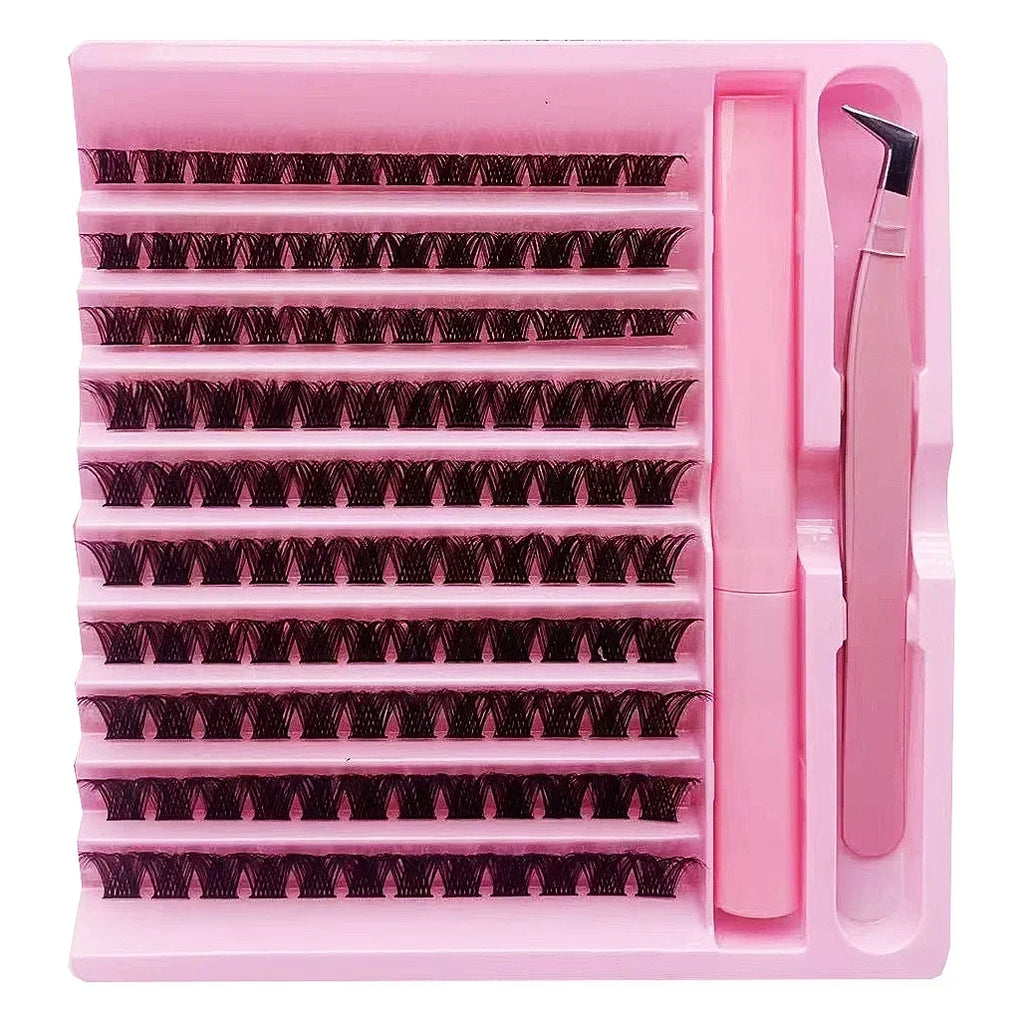 120pcs Clusters DIY Segmented Eyelash Natural Extension Dense Pbt Material 2-in-1 Set C Curling False Eyelashes