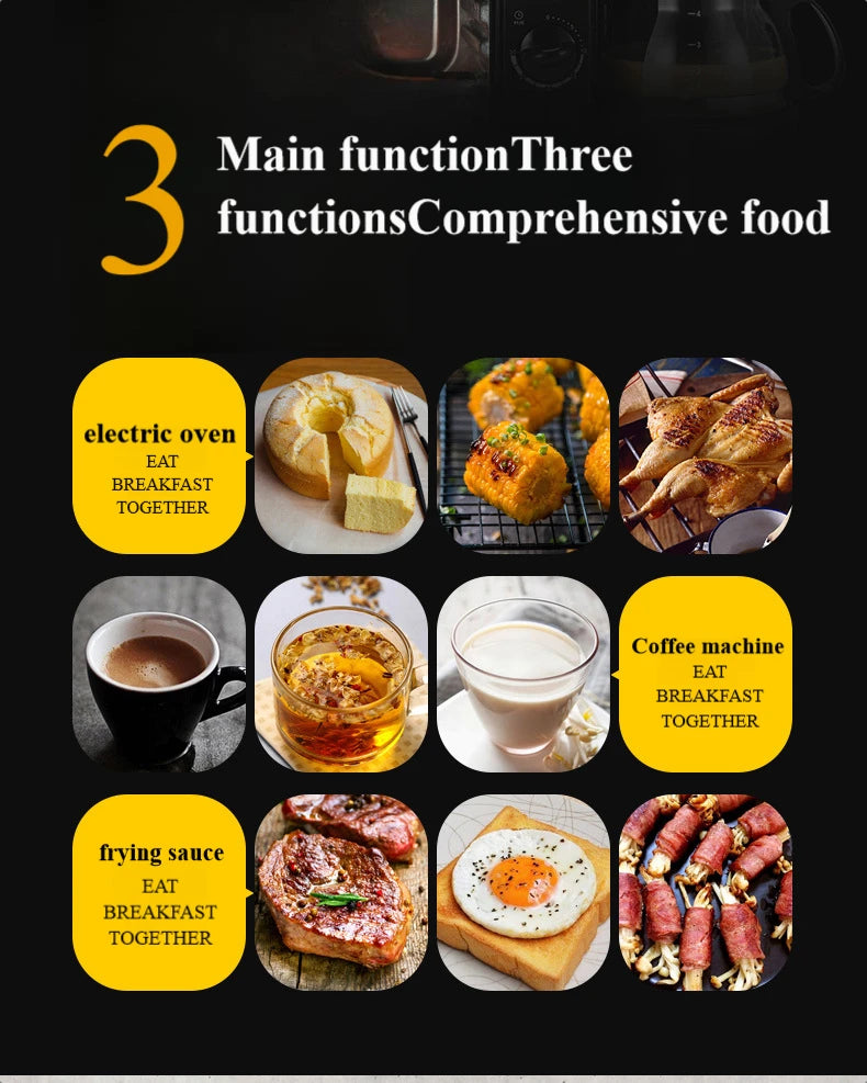 Factory direct sales Spot 3 in 1 Breakfast Station Oven Coffee Machine Household Multifunctional 3 in 1 Breakfast Machine
