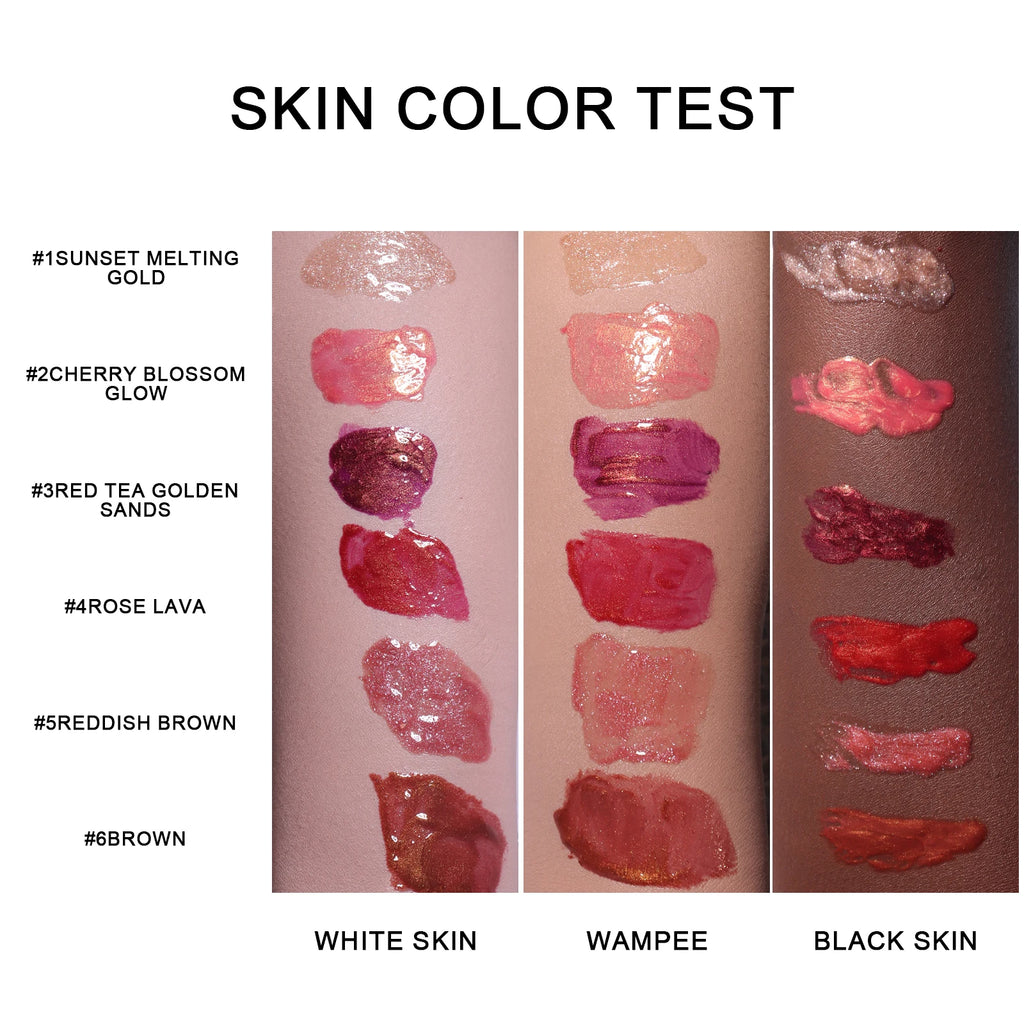 ZaiDoc Muti-Pcs 3D Plumping Shimmer Lip Gloss 6 Colors Moisturizing Glossy Finish Optional Hydrating Lip Oil Glaze Long Lasting Non-Sticky Liquid Lipstick for Girls Daily Makeup Cosmetics