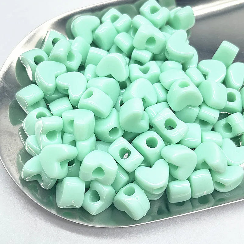 NEW 30pcs11*6mm Candies Colour Big Hole Heart-shaped Acrylic Loose Spacer Beads for Jewelry Making DIY Bracelet Accessories