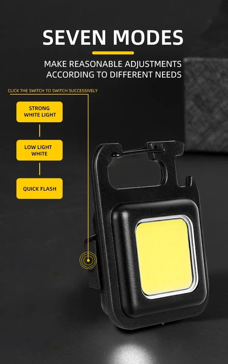 Home 3 Lighting Modes for Camping Super Bright MINI COB Keychain Flashlight Charging Lamp Camping Lights with Magnet