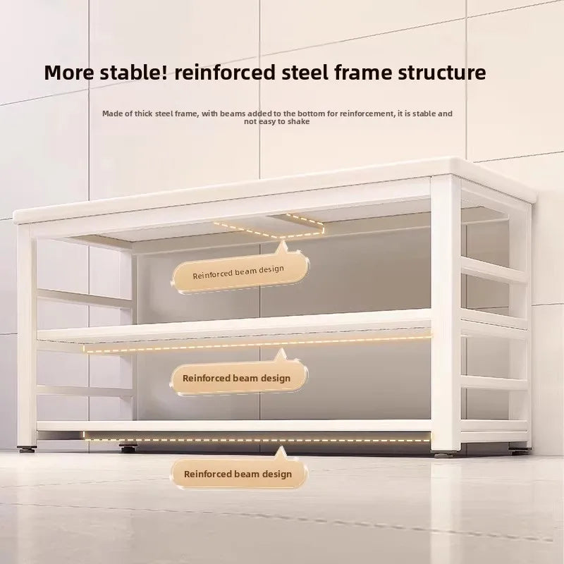 Kitchen Storage Shelf Metal Frame Organizer Stand for Microwave Oven Pantry Furniture for Home Dining Room Restaurant