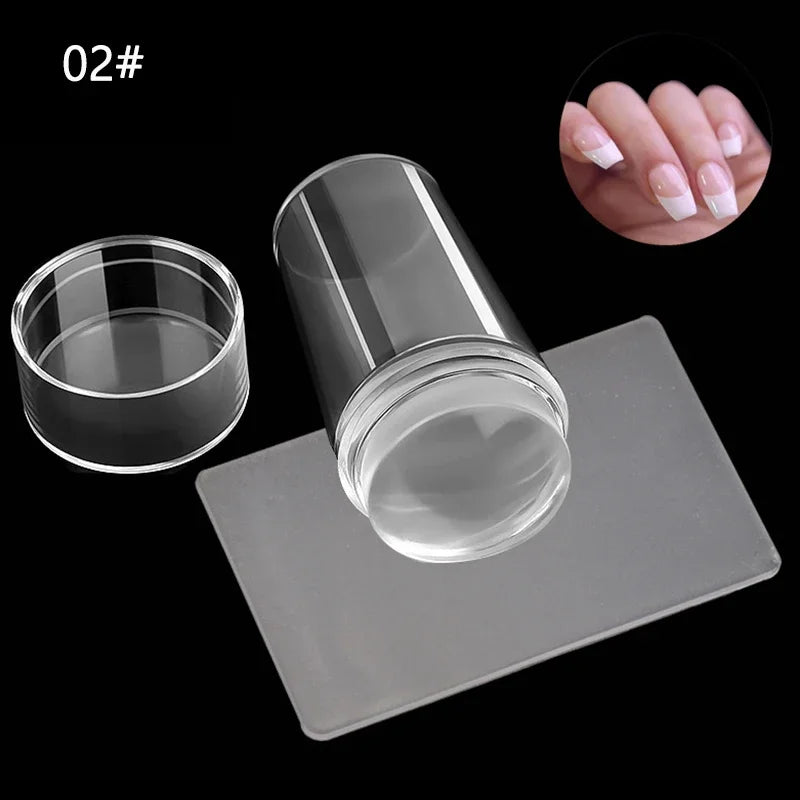 Nails Art Stamping Plates Kit French Manicure Design Plate Stamp Polish Stencil Template Seal Stamper Scraper Accessories Tools