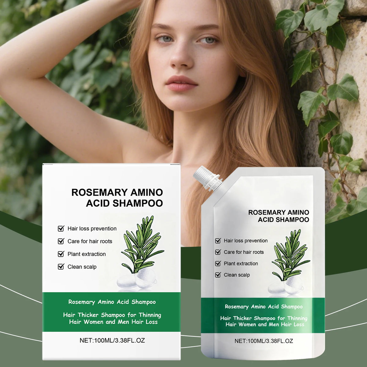 Rosemary Hair Growth Shampoo Prevent Hair Loss Treatment Hair Regrowth Amino Acid Moisturizing Hair Strengthening Shampoo 100ml