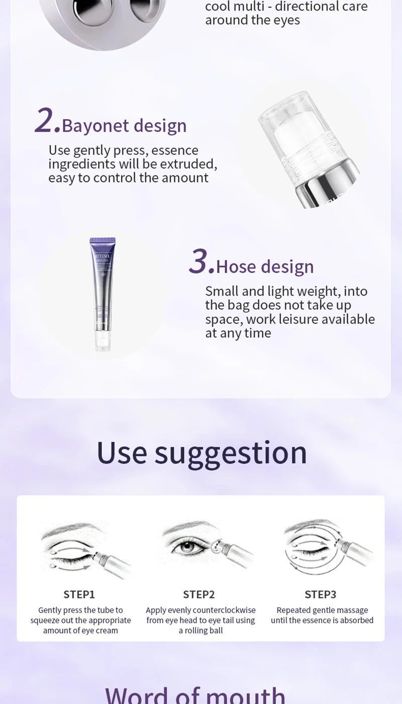 Ocheal Rolling Ball Eye Cream, Rolling Ball Massage Eye Cream, Moisturizing and Nourishing Eye Essence, Reduces Eye Wrinkles and Bags, Suitable for Both Men and Women, a Must-Have for Autumn and Winter.