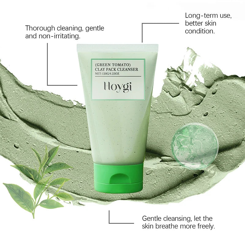 Deeply Cleansing Green Tomato Facial Cleanser For Hydrating, Moisturizing, Skin Cleaning Oil-Water Balance Facial Clay Cleanser
