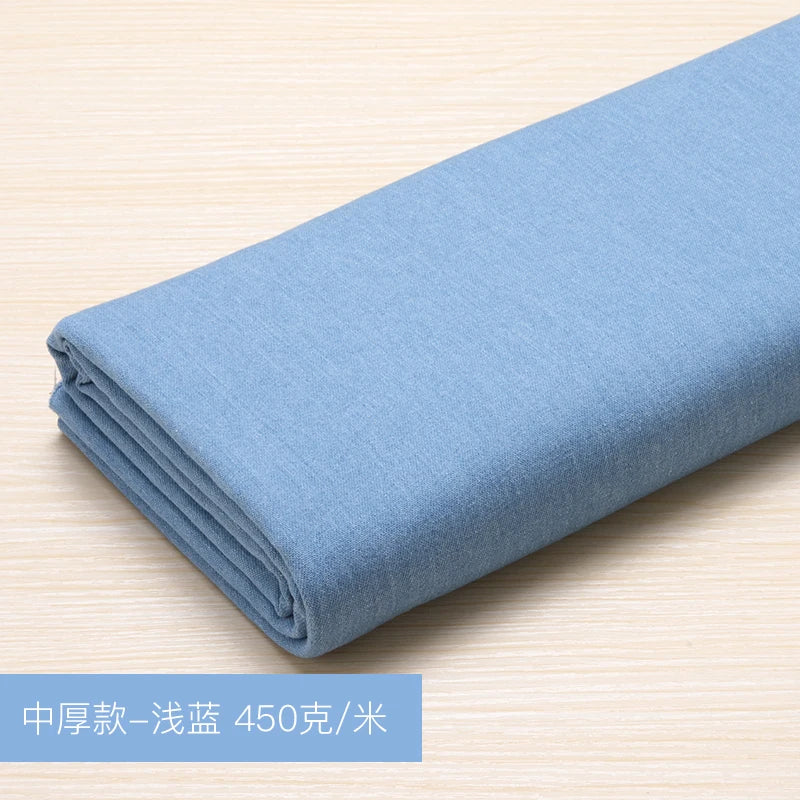 Washed Denim Jeans Fabric Cotton By The Meter for Needlework Dress Skirt Shirt Jacket Pants Diy Sewing Wearable Soft Cloth Blue