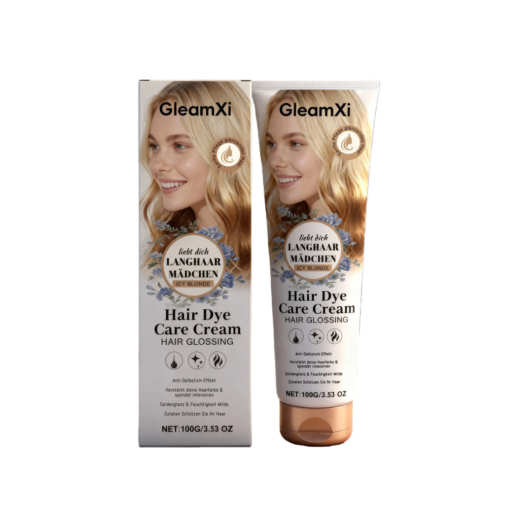 Gleamxi Icy Blonde Hair Dye Cream Permanent DIY Home Natural Long Lasting Shiny Glossy Anti Dry Damage Hair Coloring Cream 100g
