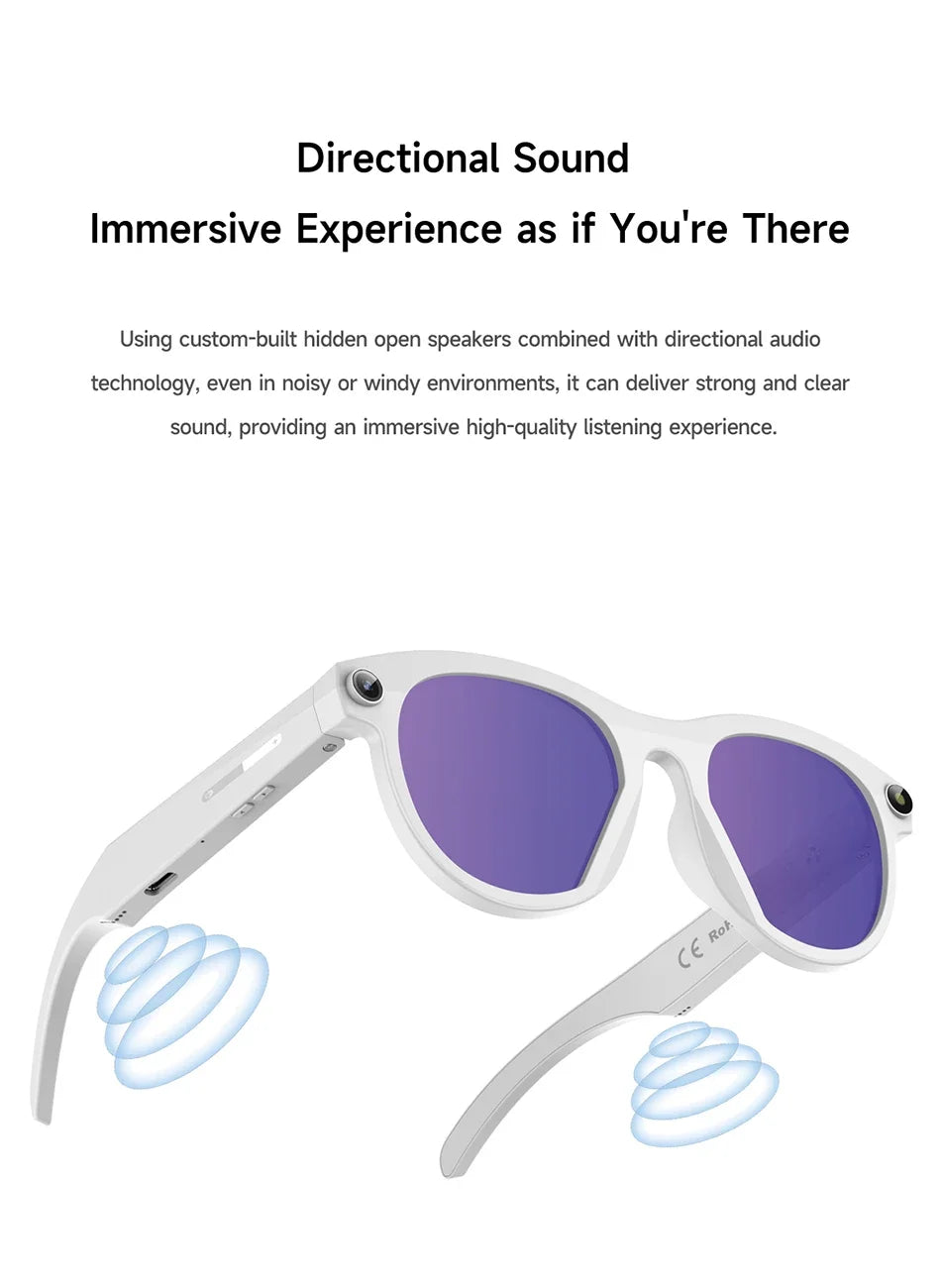 Lenovo 8K HD AI Smart Glasses Camera 1600WDual Real-time Translation Bluetooth Call Shoot Audio Video Music Play Sunglasses 2026