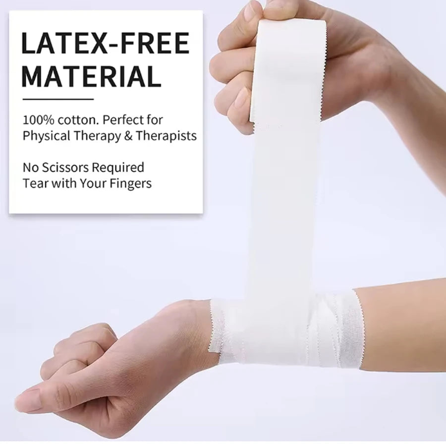 4 Rolls Athletic Tape Cotton Medical Sports Tape Latex Free Easy Tear No Scissors for Physical Therapy ﻿