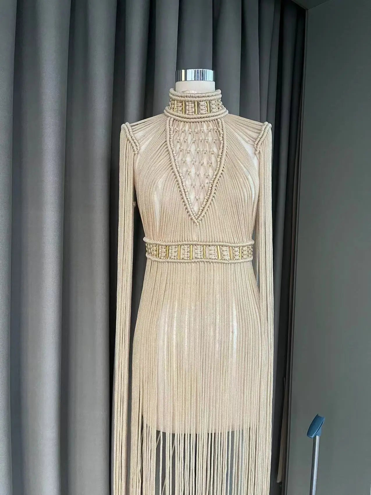 Beachapche Vestidos  MacrameDress Women'S Hollow Tassel Woven Dress Celebrity Club Party Cocktail beach Dress