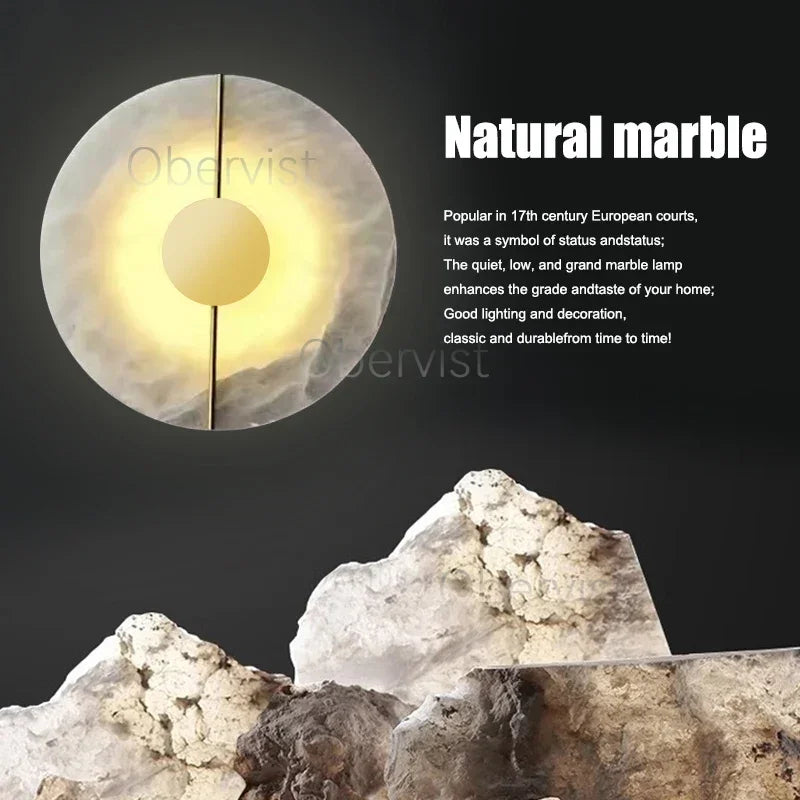 Modern Luxury Creative Marble Wall Light - Alabaster Marble Wall Sconce for Bedroom Bedside Living Room Aisle Indoor Decor