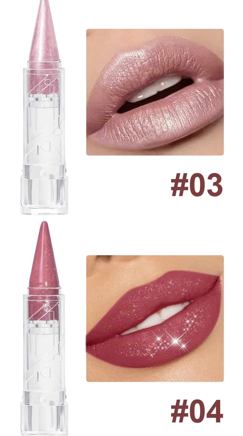 6Color Pearlescent Velvet Lipstick Pen Multipurpose Long-Lasting Moisturize Waterproof Brighten Glitter Lip Makeup Cosmetic Tool